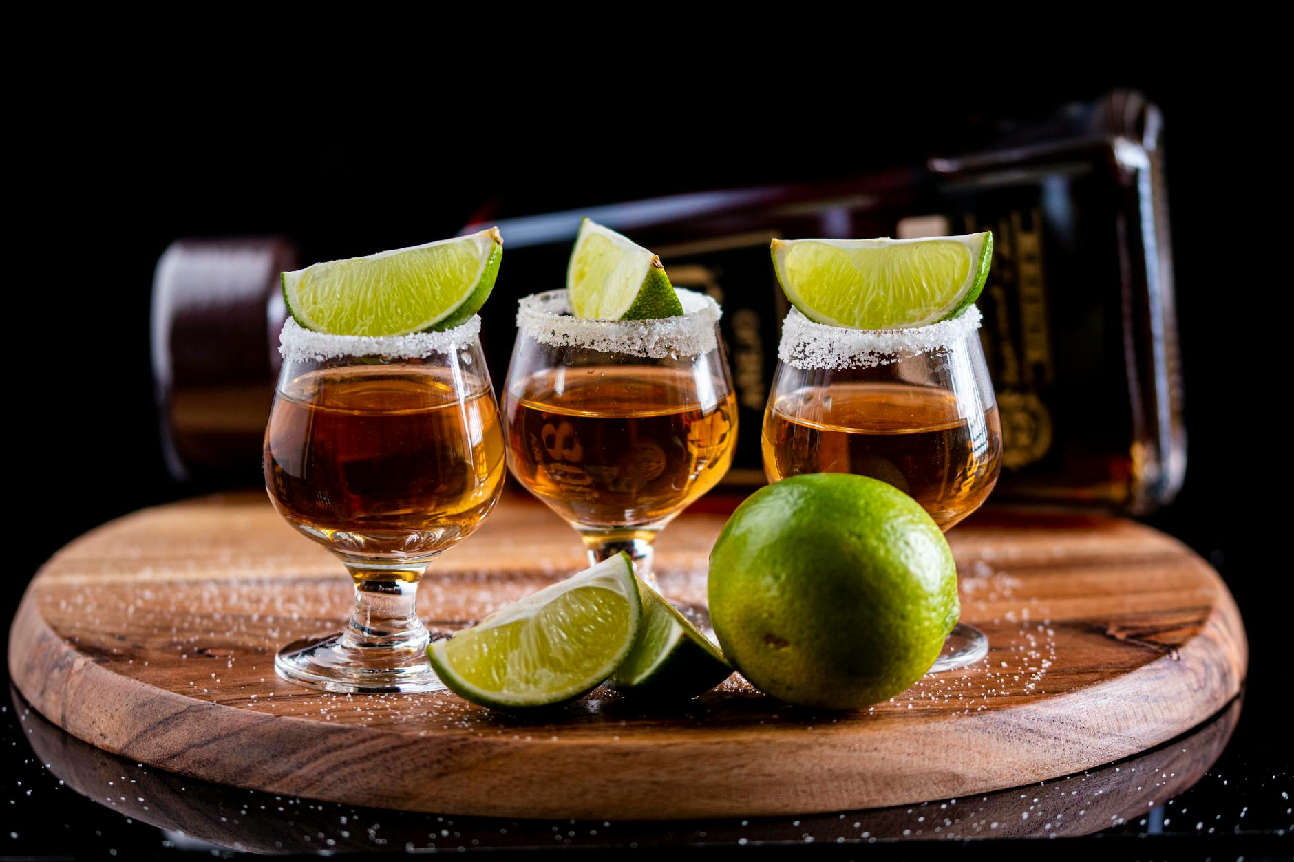 gourmet tequila shots with lime and salt