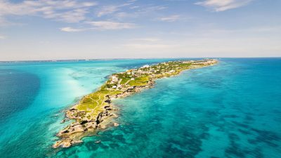 aerial view of isla mujeres in mexico s caribbean sea