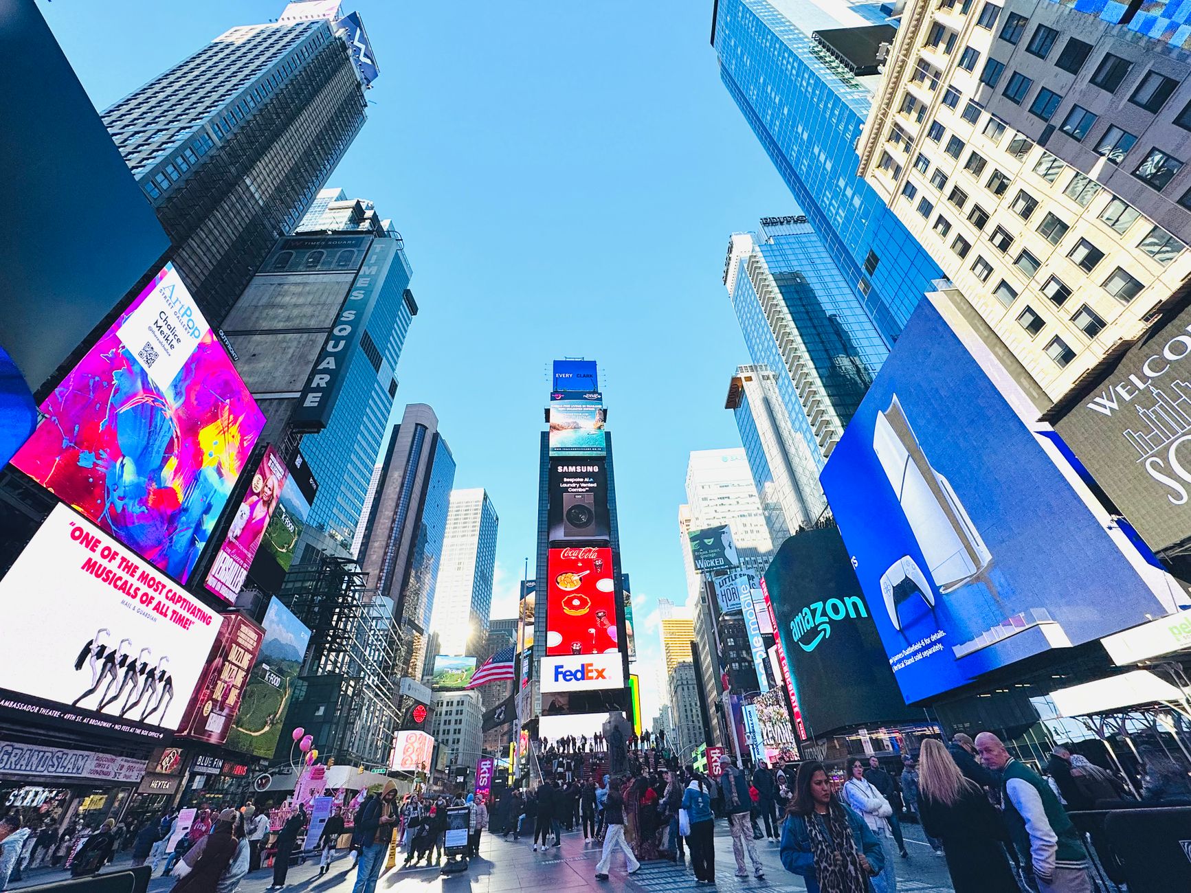 bustling times square new york city view