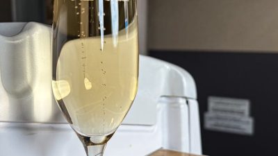 first class in flight champagne experience