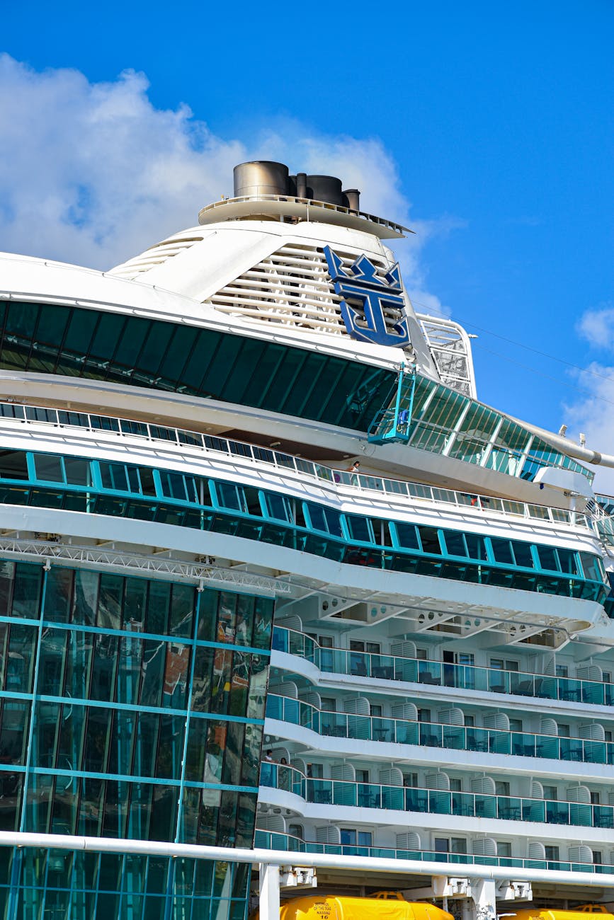 luxurious cruise ship with clear blue sky