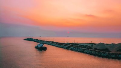 vibrant sunset over arabian sea in chirayinkeezhu