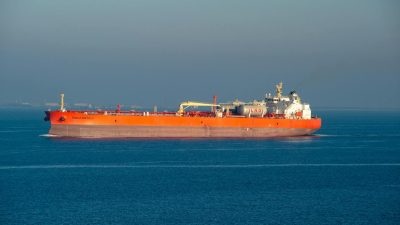 lng carrier ship at sea on clear day