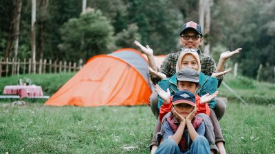 family camping adventure in scenic outdoors