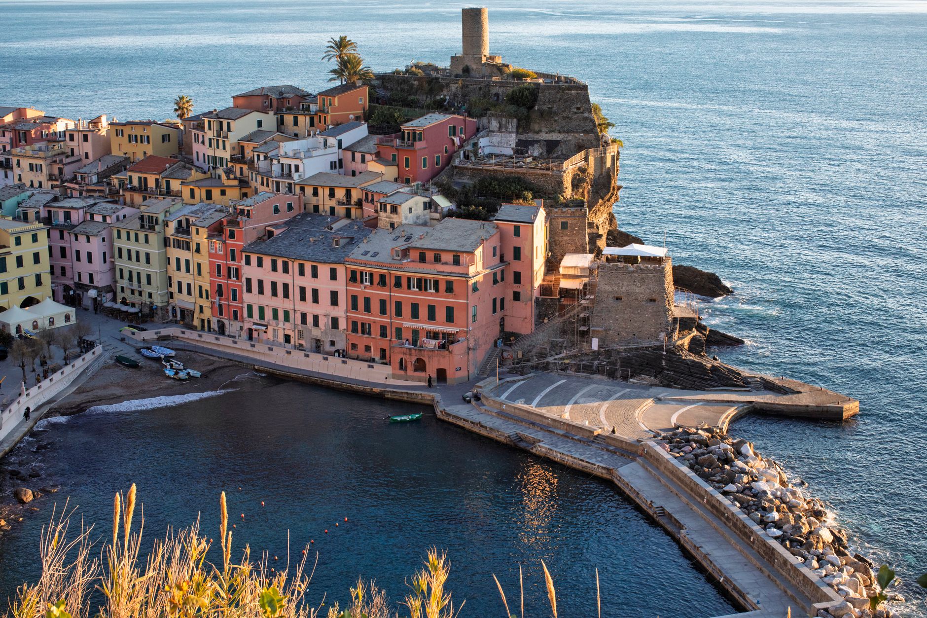 aerial view of vernazza coastline italy
