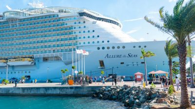 white cruise ship on dock