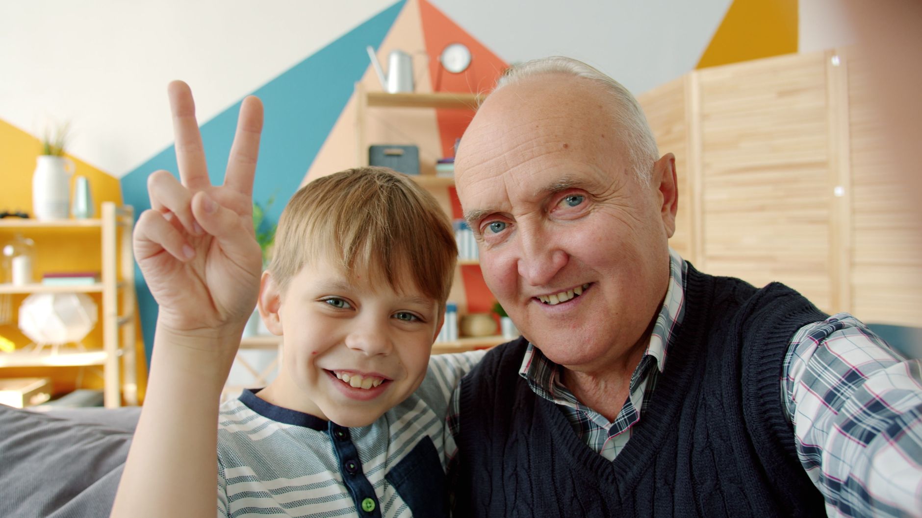 grandfather and grandson sharing a happy moment