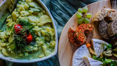 delicious cheese and herb potato salad spread