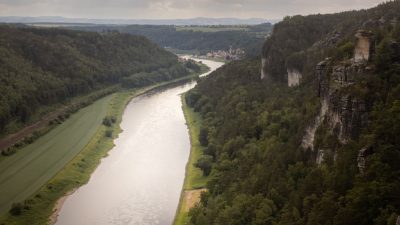 scenic view of elbe river in saxon switzerland