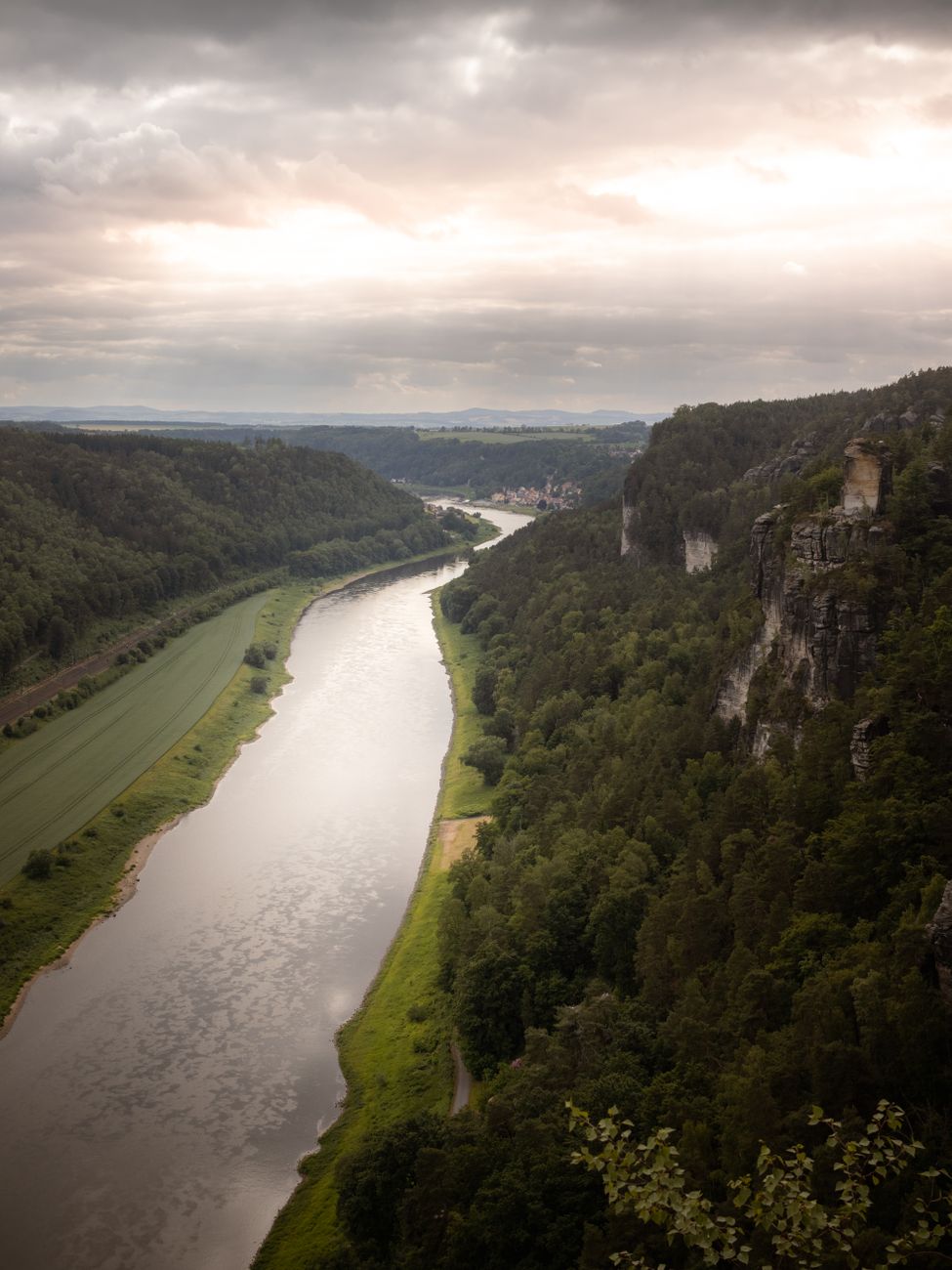 scenic view of elbe river in saxon switzerland