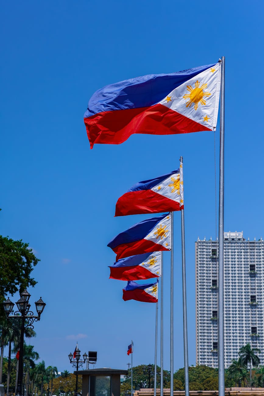 philippine flags waving in pasay city