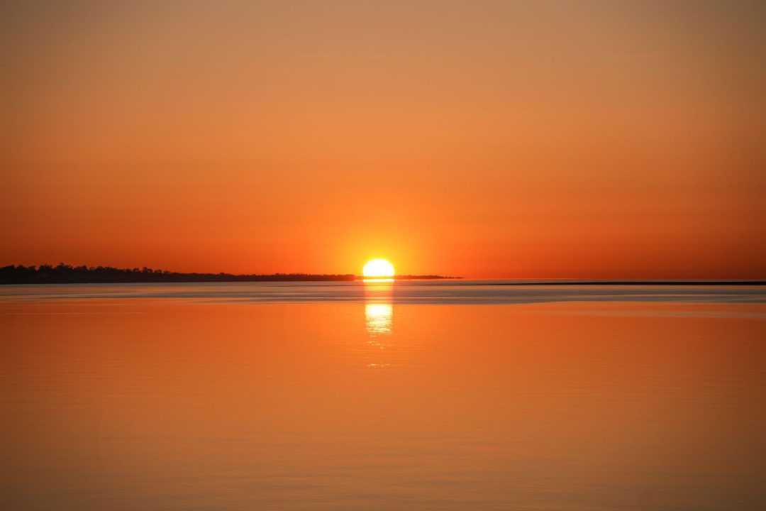 serene ocean sunrise with a golden reflection