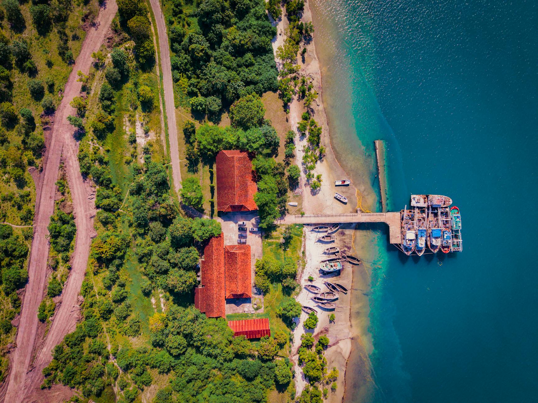 aerial view of bagamoyo dock and surroundings