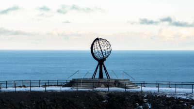 stunning north cape globe monument in norway