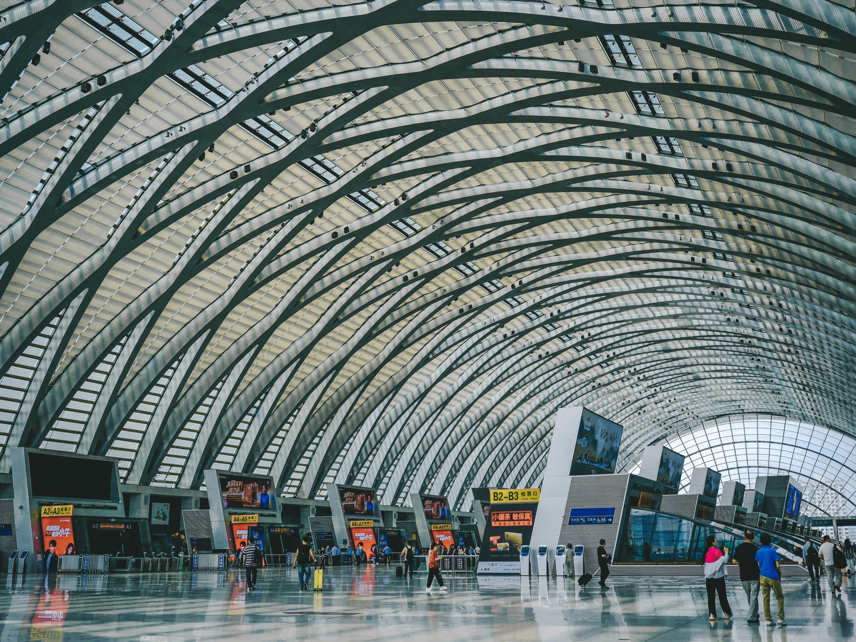 modern airport terminal with futuristic architecture