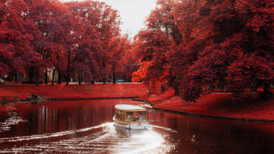 scenic autumn canal boat ride in riga latvia