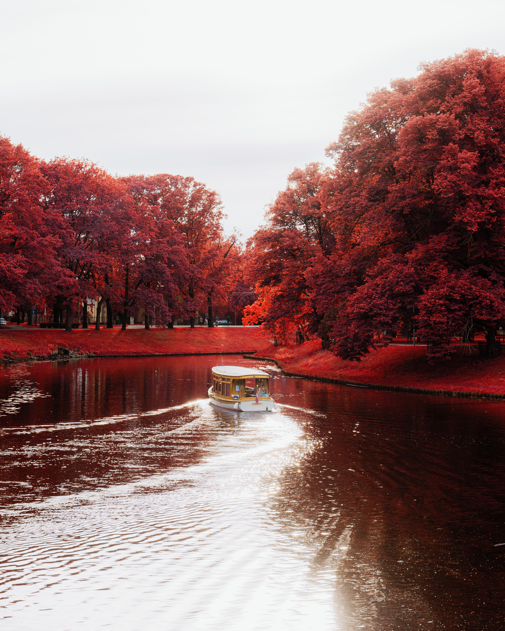 scenic autumn canal boat ride in riga latvia