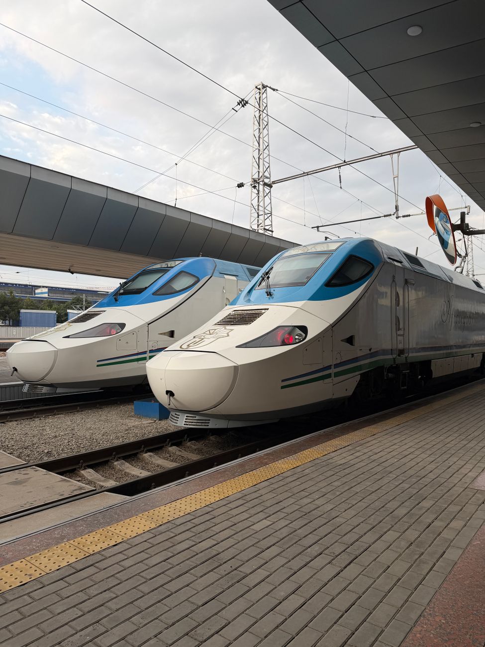 modern high speed trains at samarkand station