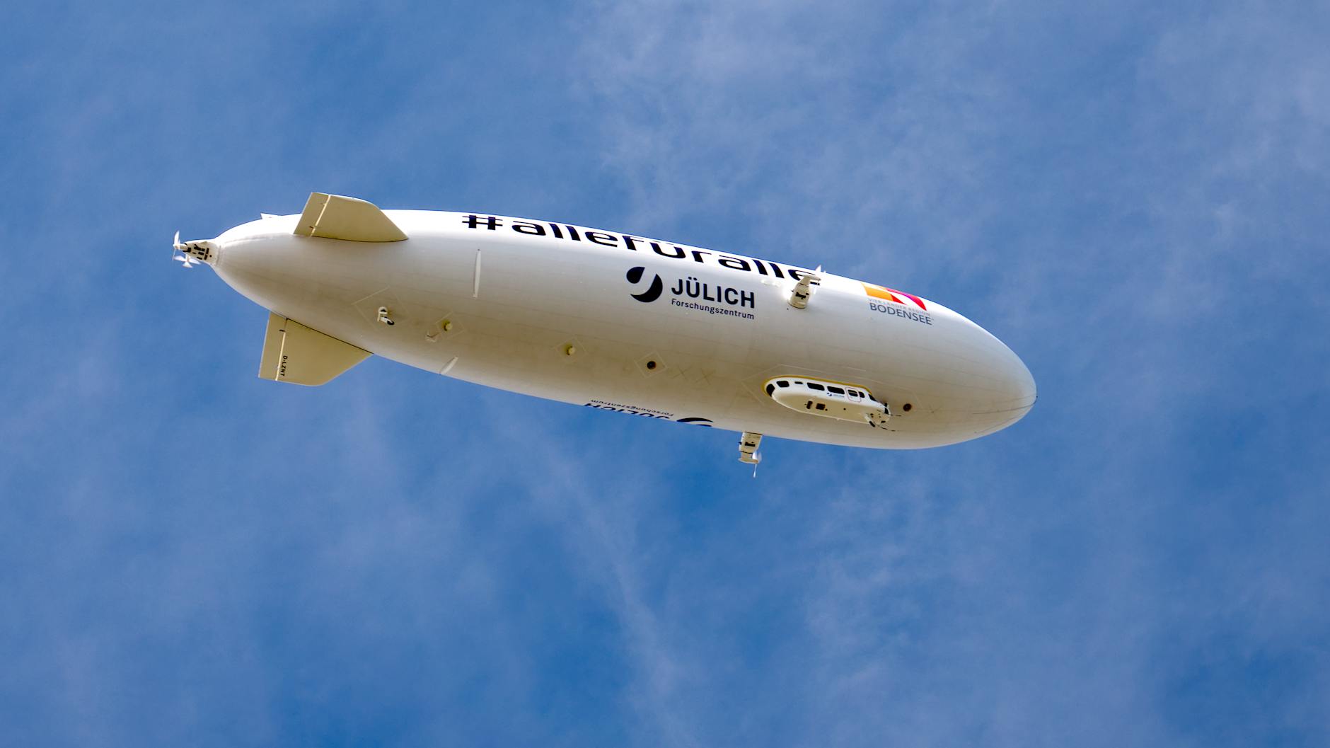 modern airship in cloudy sky