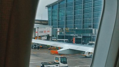 airport through window of plane
