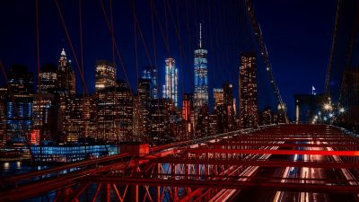 red metal bridge