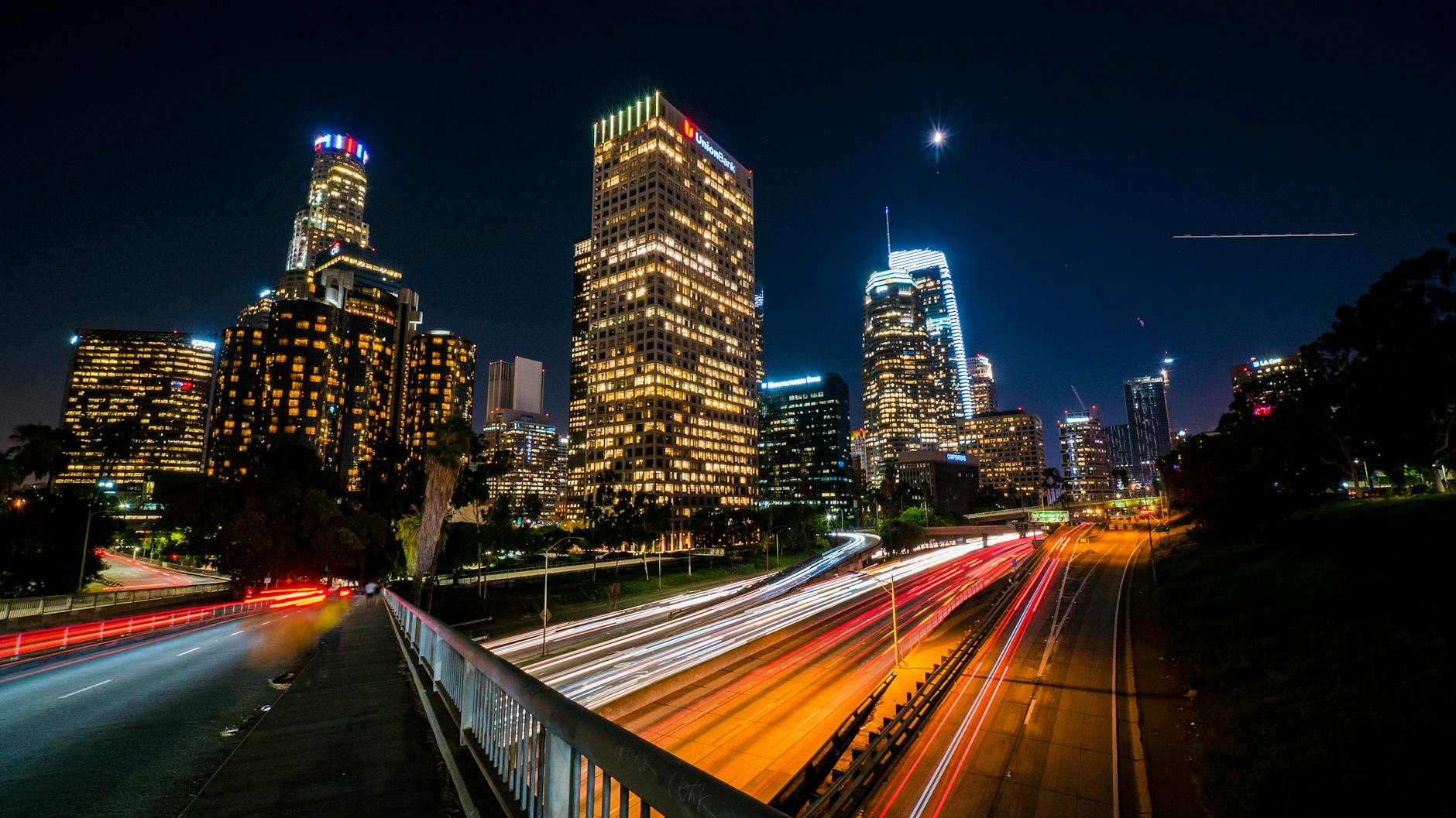 view of a city at night