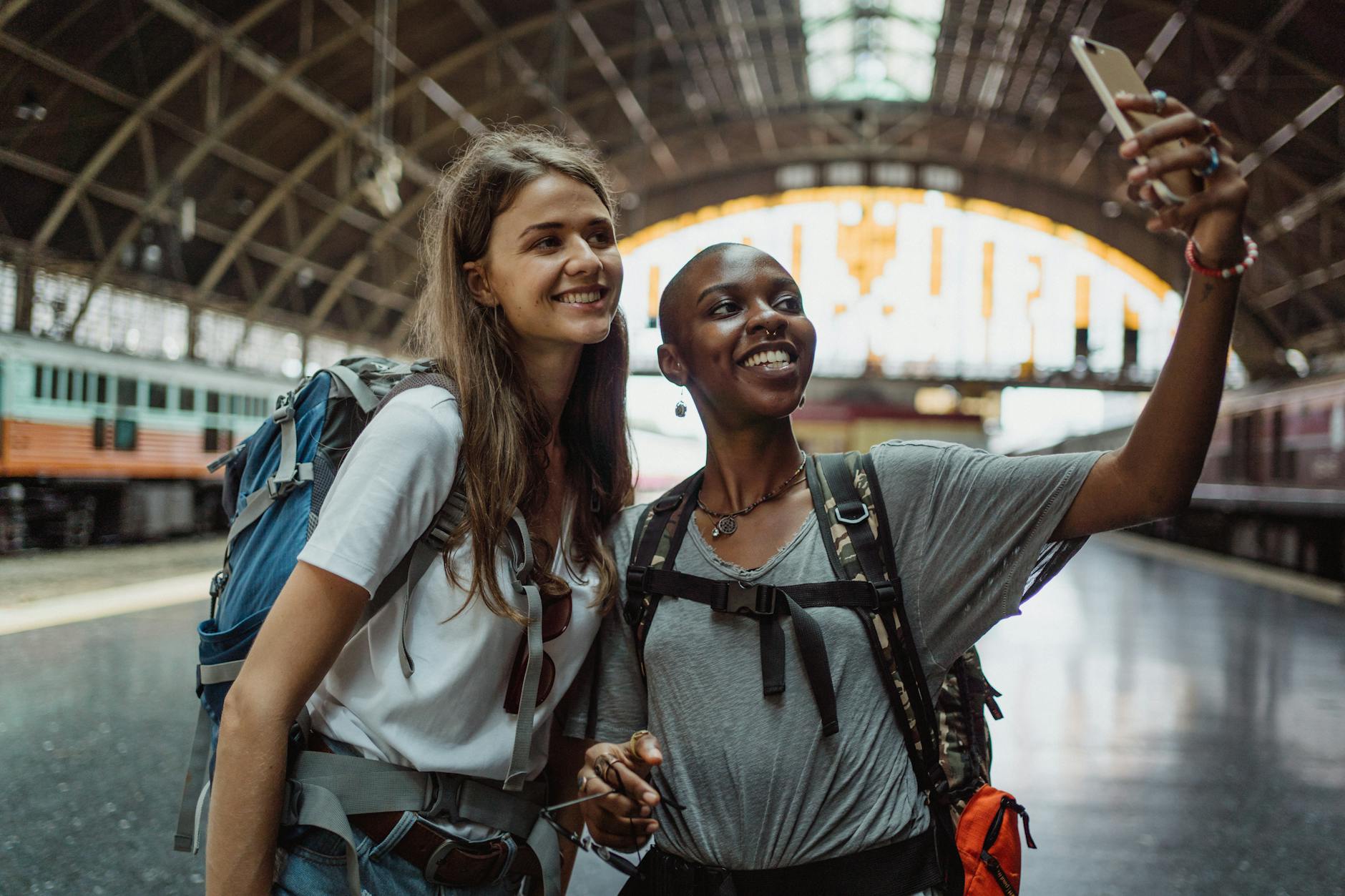 women at the train station