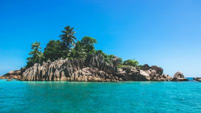 blue sky above st pierre island in seychelles