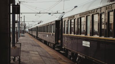 old fashioned train parked on railroad station
