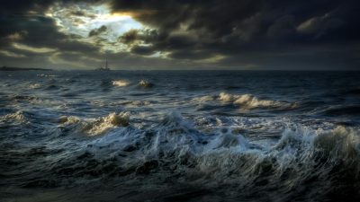 sea under dark clouds