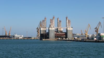 cranes in harbor