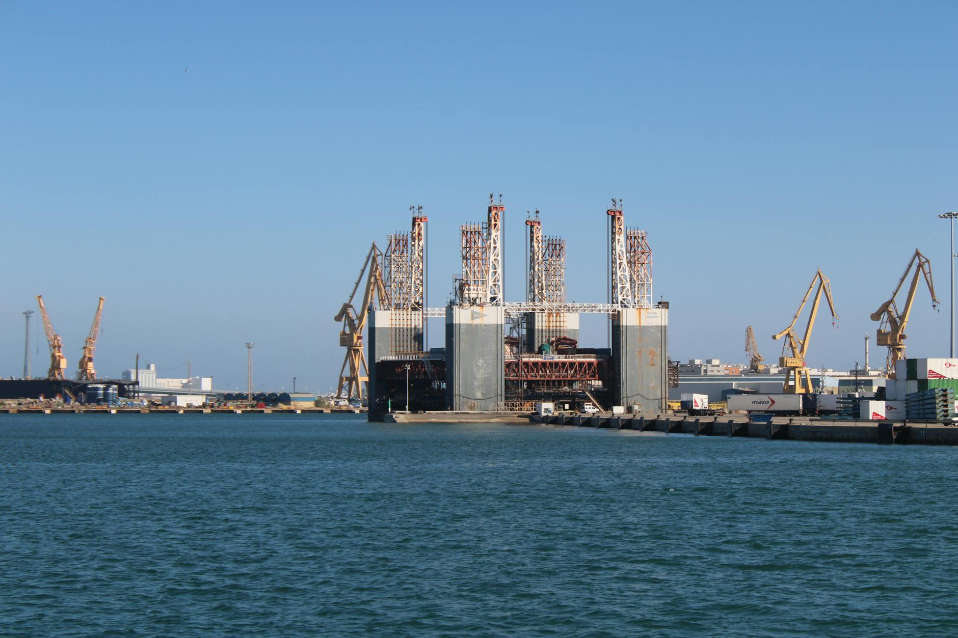 cranes in harbor