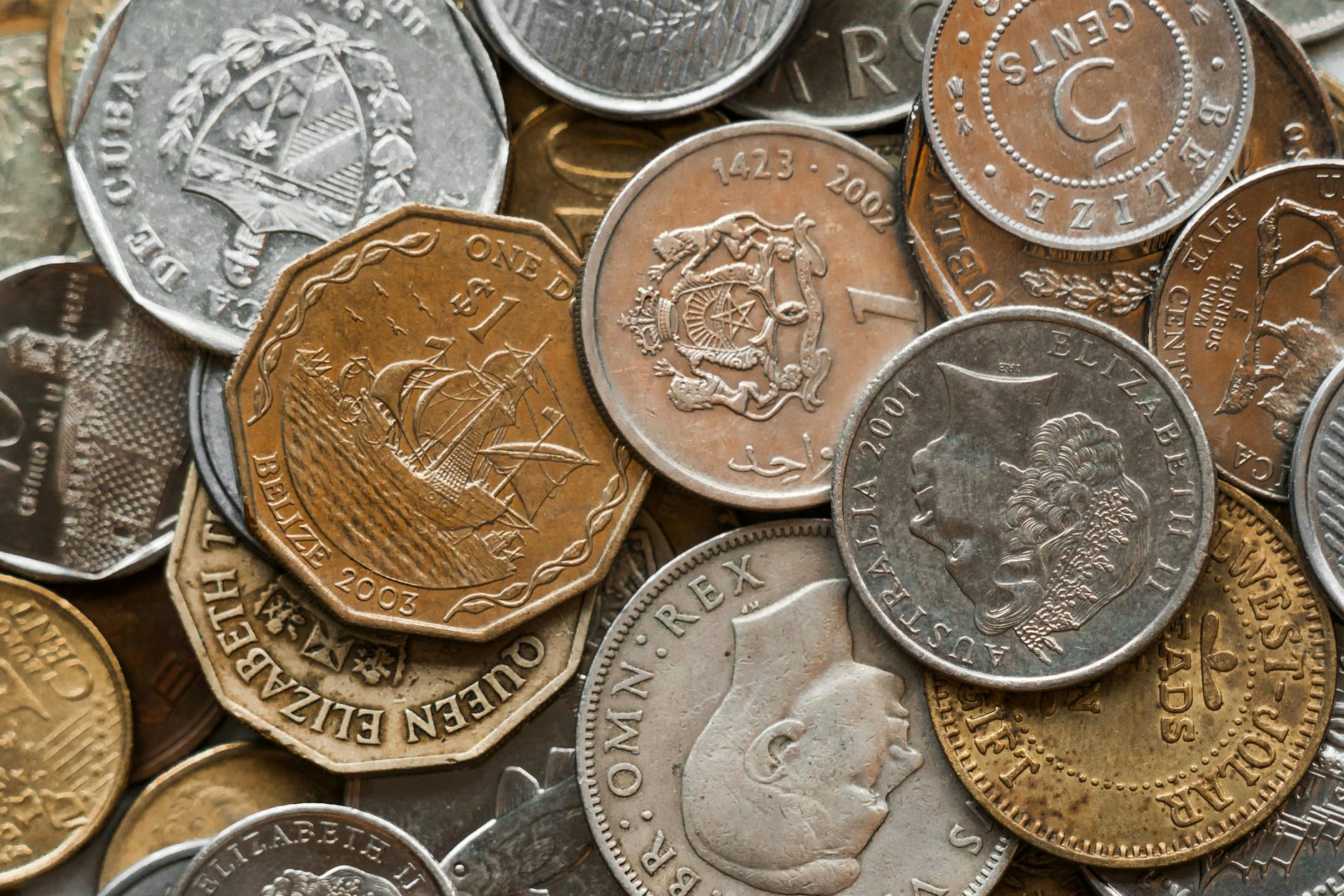 pile of assorted coins