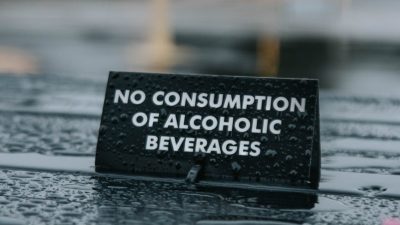 close up of no alcohol sign