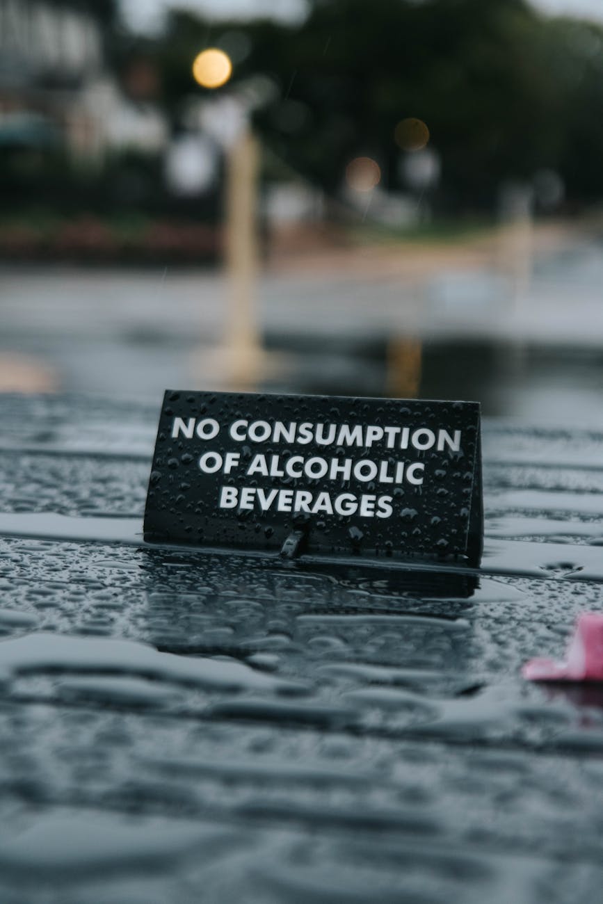close up of no alcohol sign