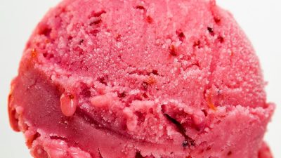 a close up shot of a scooped ice cream