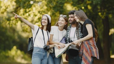 smiling people in park