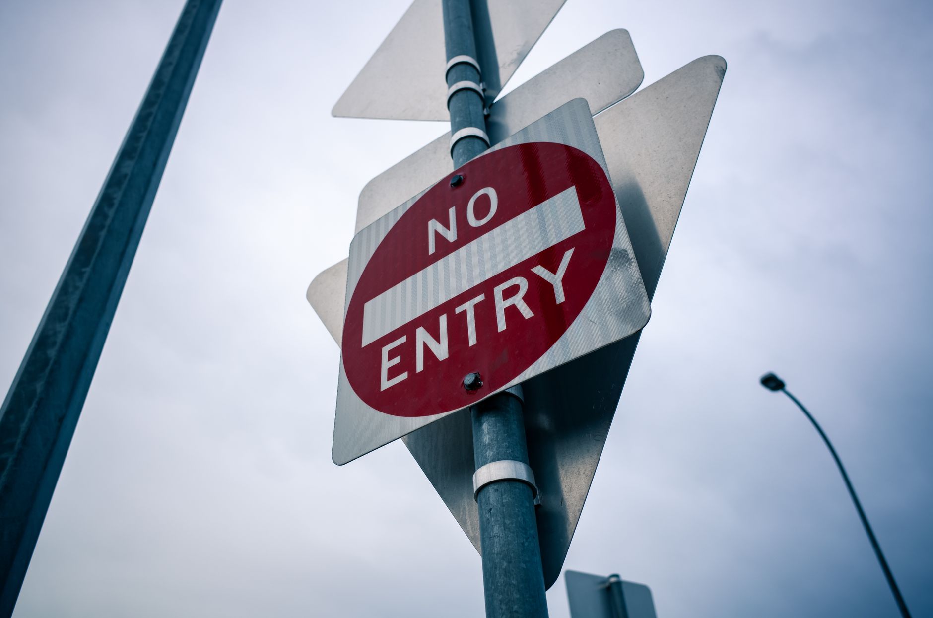 white and red no entry road sign