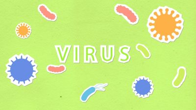 paper cutout of various viruses