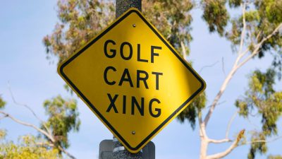 golf carts warring sign