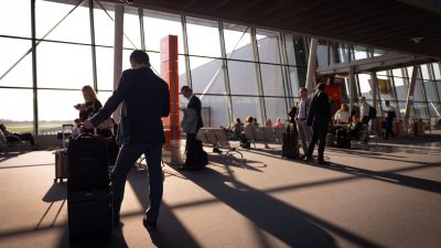 busy people on the airport terminal