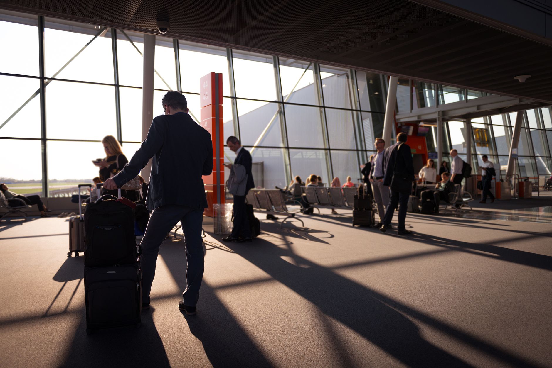 busy people on the airport terminal