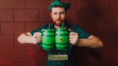 man holiday festive bar