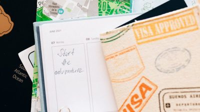 notebook planner with travel planning accessories