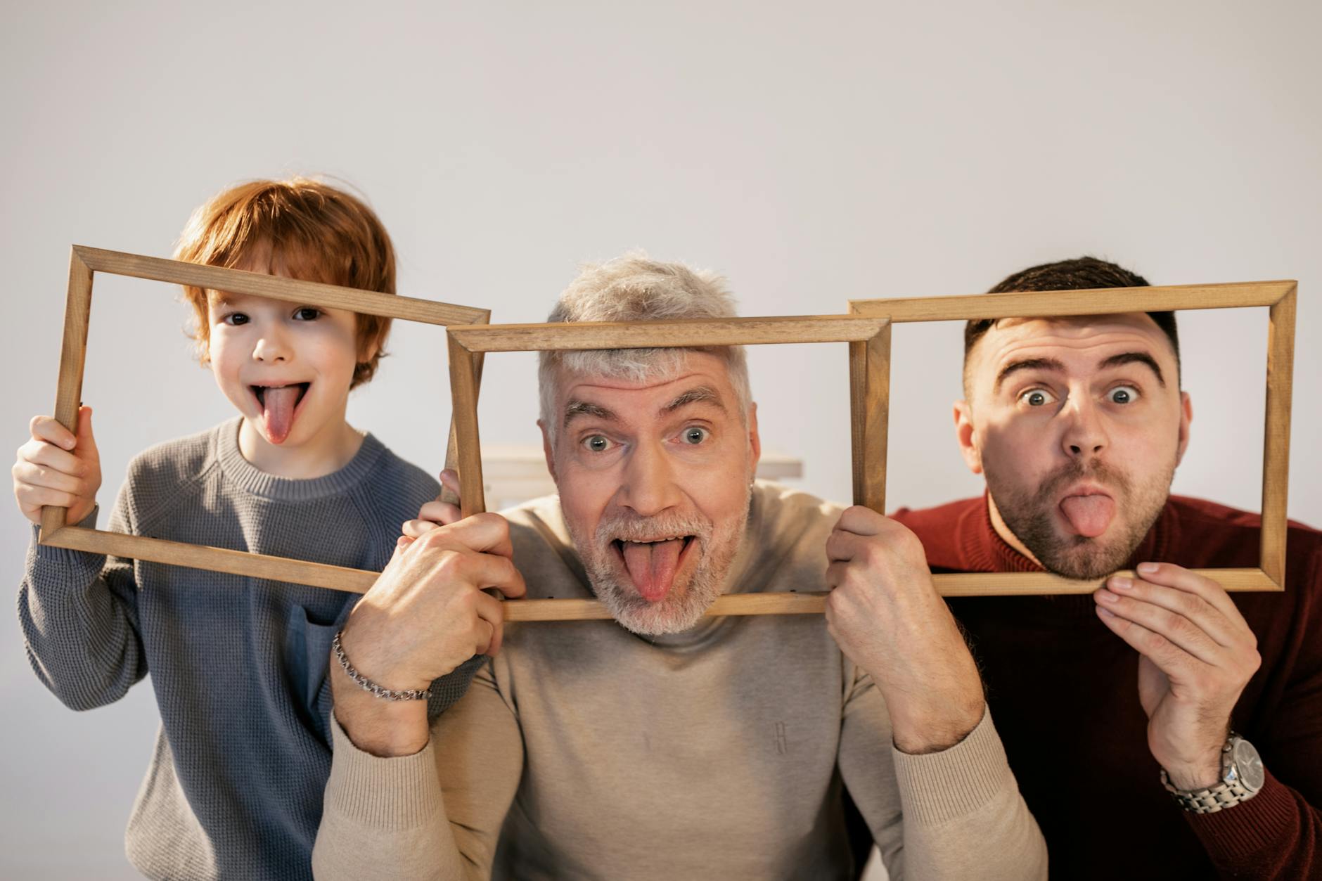 a family having fun with frames