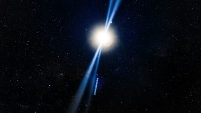 night sky with an exploding star
