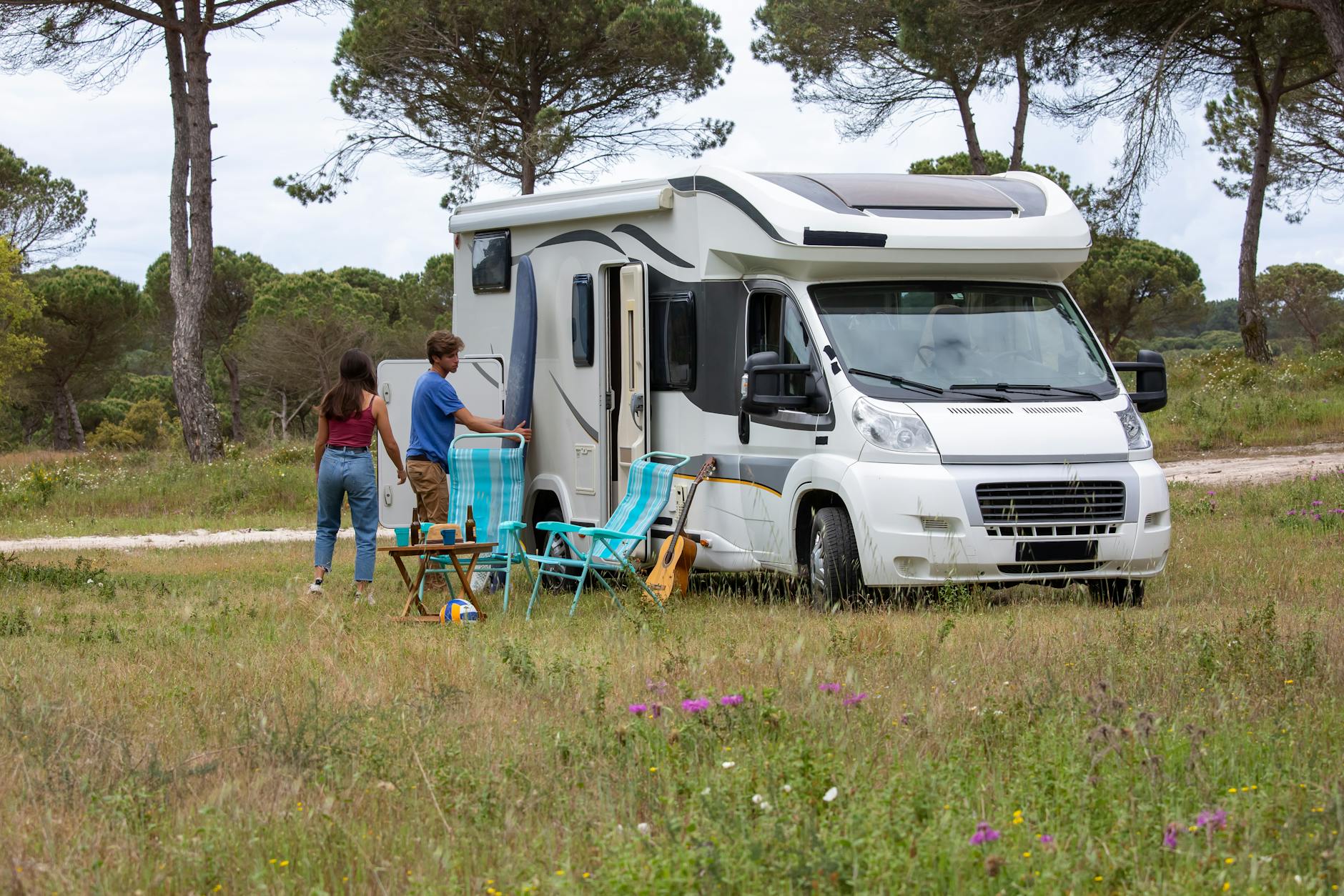 couple on vacation with rv