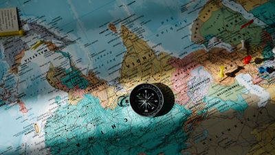 compass on map
