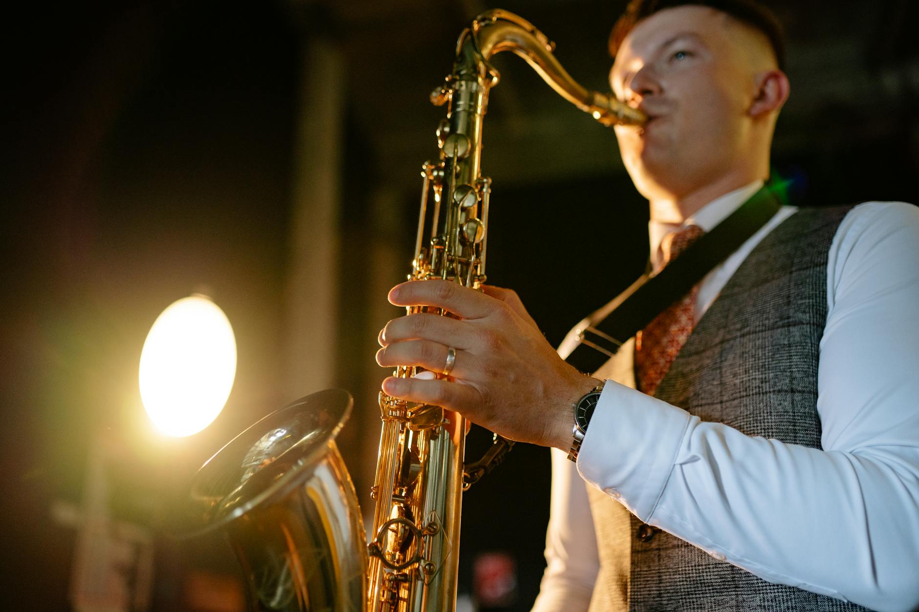 a musician playing the saxophone