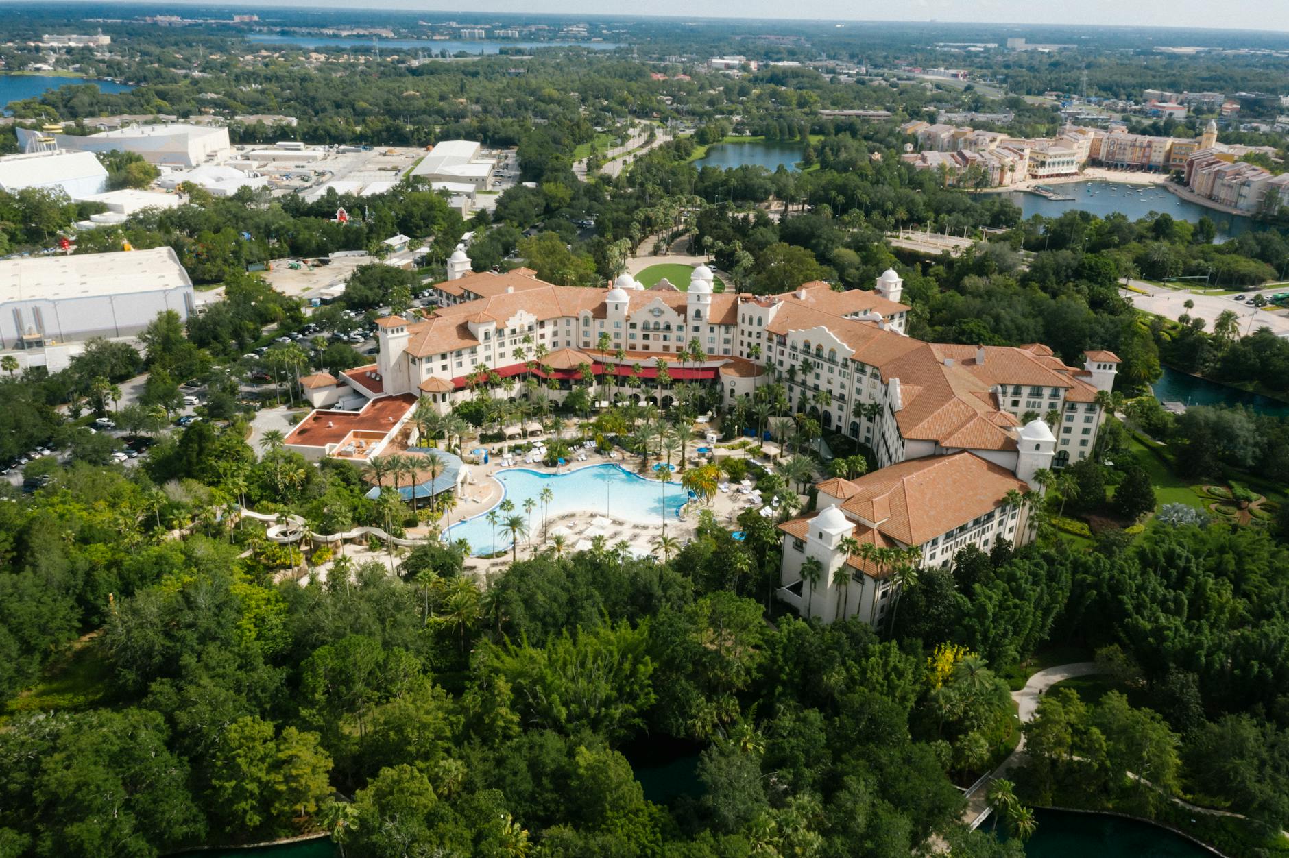 an aerial shot of hard rock hotel orlando